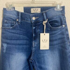 LETTER TO JULIET Women's Cropped Distressed & Tapered Blue Denim Jeans Size 24